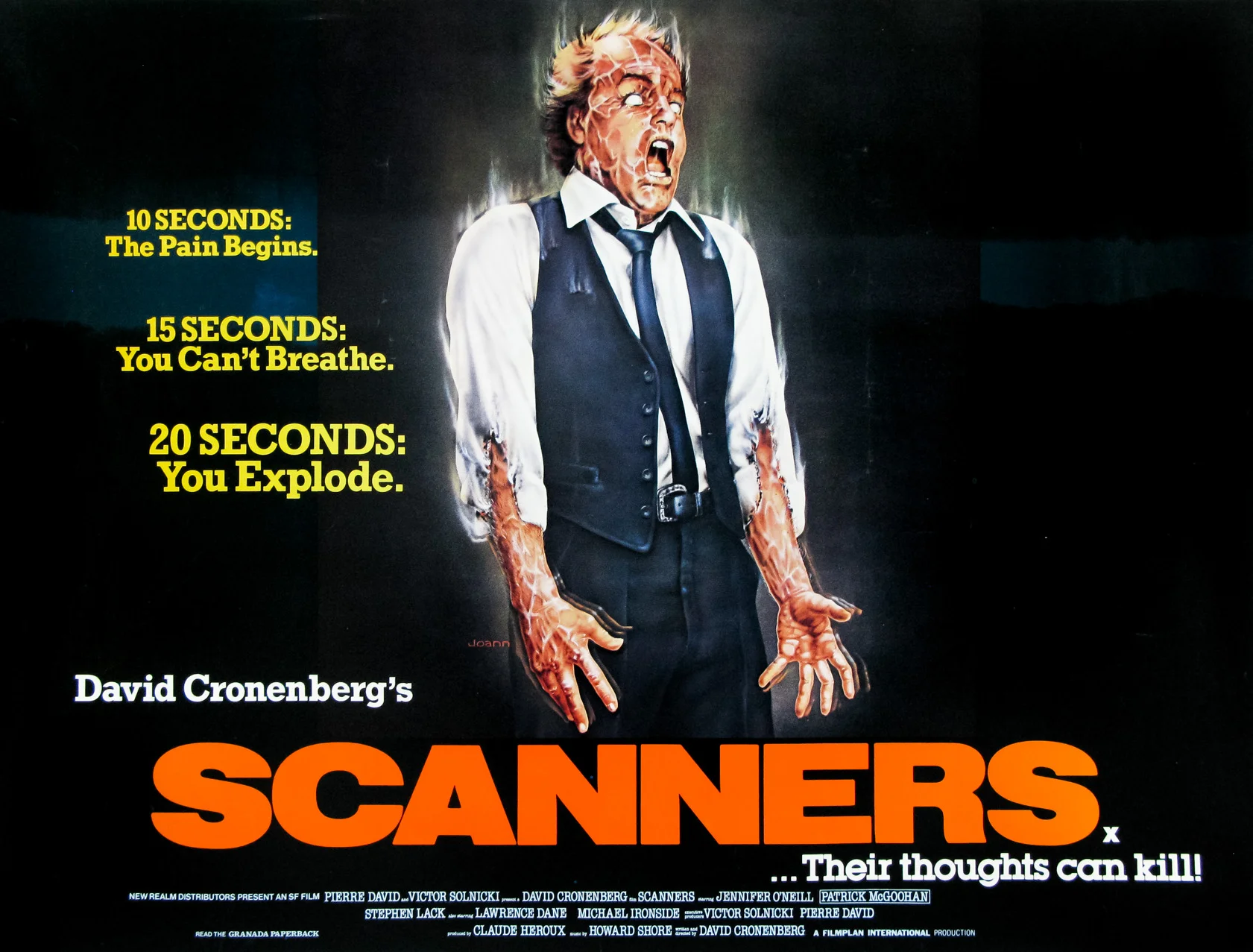 Scanners (1981) Horror Movie T-Shirt - Hanes Black 100% Cotton